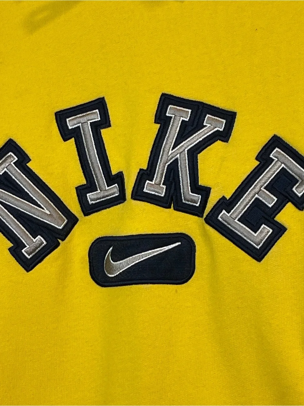 VINTAGE Nike Bright Yellow Pullover Hoodie with Arch Logo
